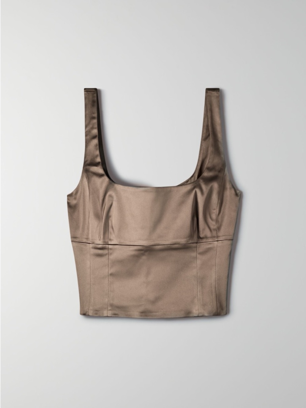 Aritzia Wilfred Bronze Shine Bustier Cropped Satin Like Top ($88) - Picture 2 of 13